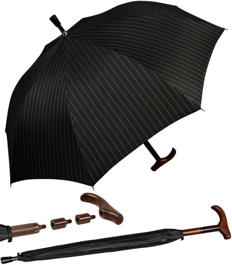 iX-brella Stockregenschirm Stützschirm mit Holzgriff - höhenverstellbar, sehr stabil, im klassischen Design von iX-brella