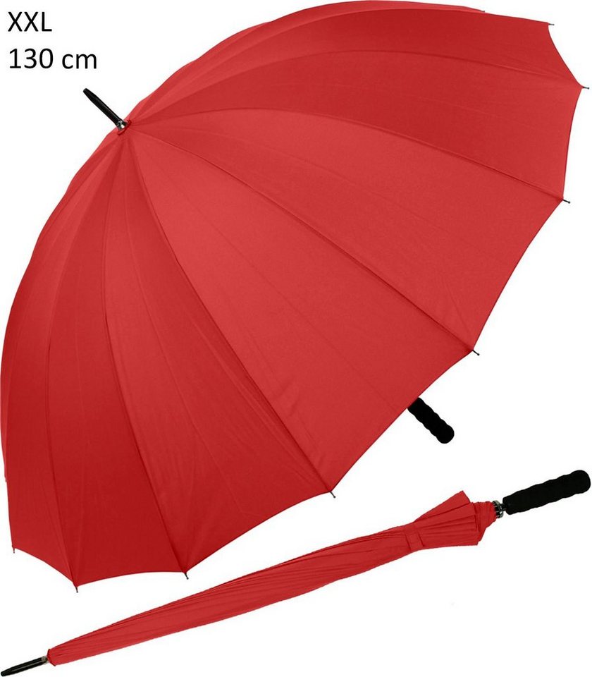 iX-brella Stockregenschirm XXL 130 cm Durchmesser Golf-Partnerschirm, 16-teiliges Dach, mit leichtem Fiberglasgestell von iX-brella