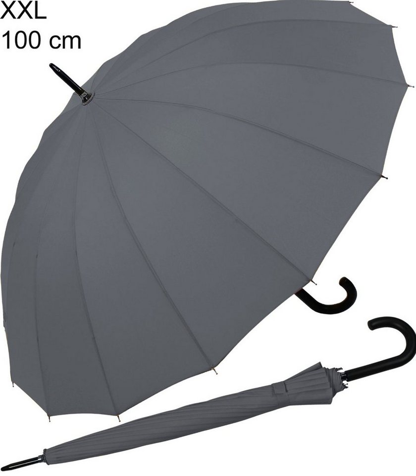 iX-brella Stockregenschirm mit 16-teiligem Dach und Auf-Automatik, mit Fiberglas-Stahl-Gestell, in vielen Farben von iX-brella