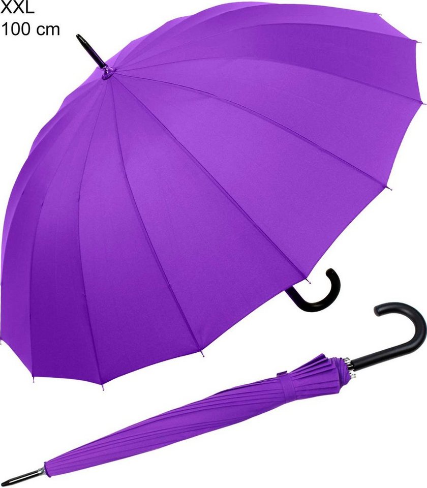 iX-brella Stockregenschirm mit 16-teiligem Dach und Auf-Automatik, mit Fiberglas-Stahl-Gestell, in vielen Farben von iX-brella