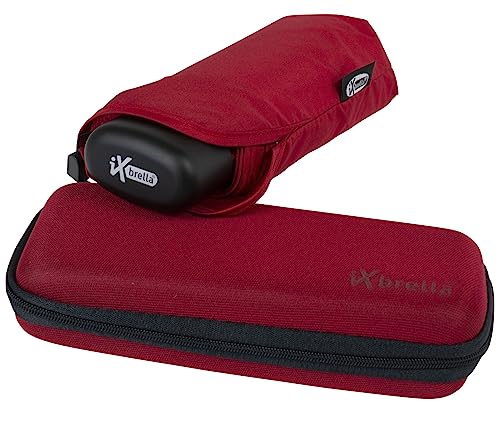 iX-brella Super-Mini-Taschenschirm - winziger Regenschirm im Etui - dunkelrot von iX-brella