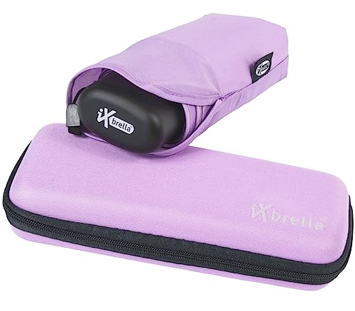 iX-brella Super-Mini-Taschenschirm - winziger Regenschirm im Etui - hell-lila von iX-brella