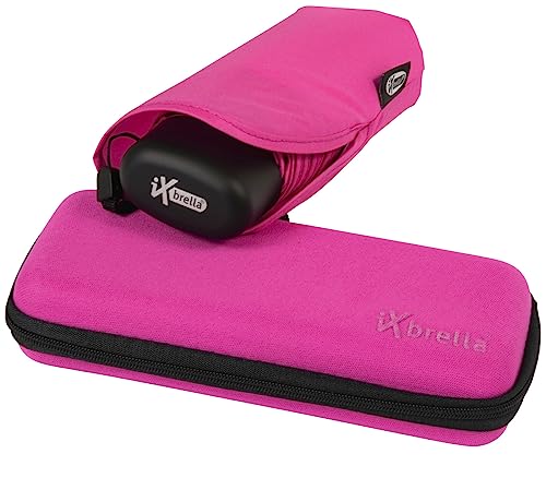 iX-brella Super-Mini-Taschenschirm - winziger Regenschirm im Etui - neon-pink von iX-brella