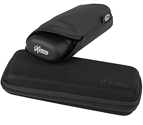 iX-brella Super-Mini-Taschenschirm - winziger Regenschirm im Etui - schwarz von iX-brella