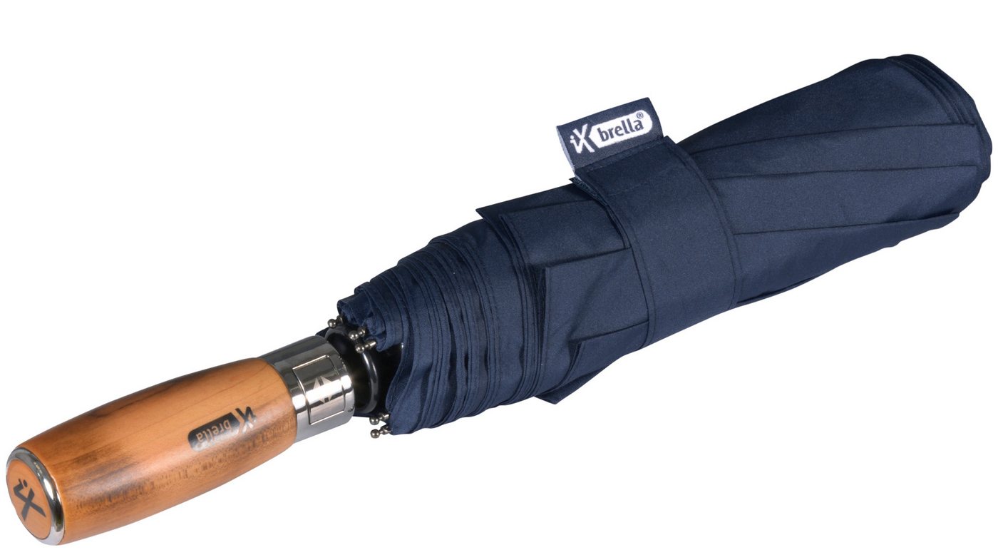 iX-brella Taschenregenschirm Automatik XXL Herrenschirm 121cm - mit Holzgriff, sehr groß, mit Stab-Griff und Auf-Zu-Automatik von iX-brella