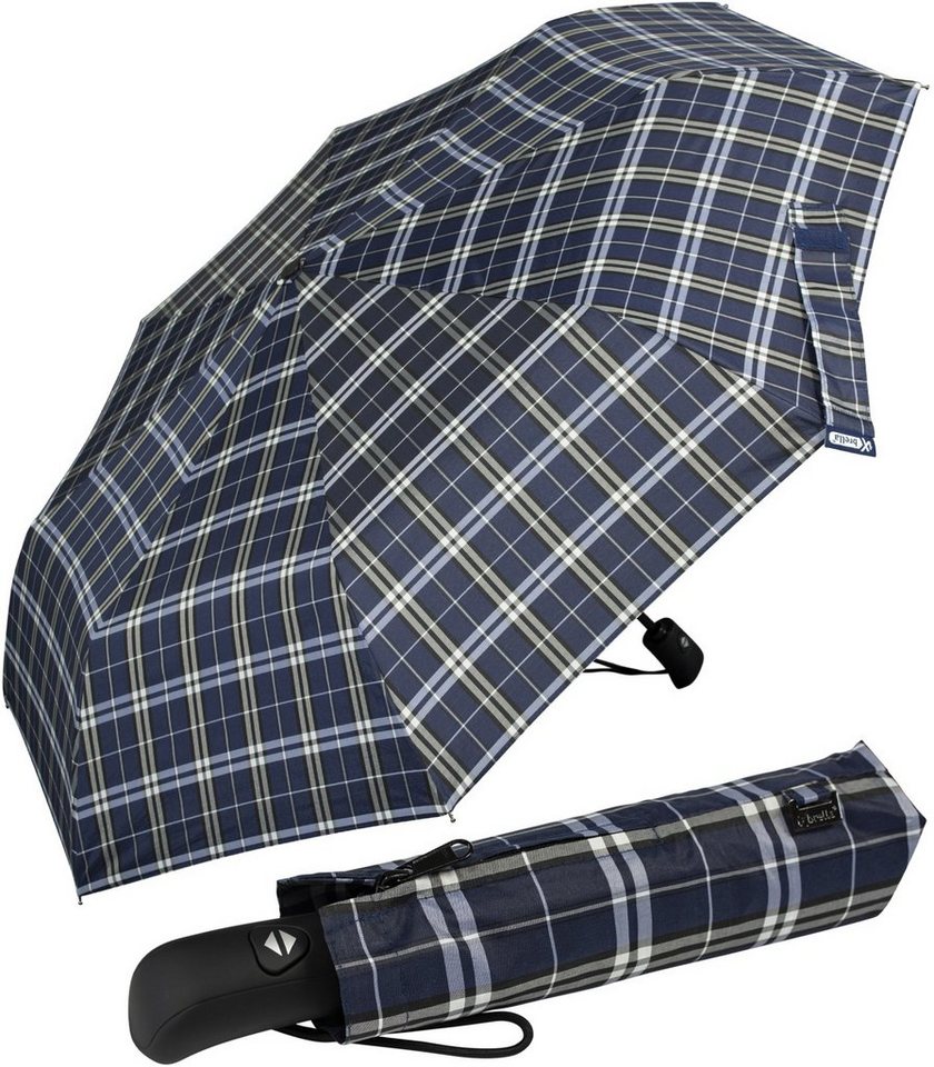 iX-brella Taschenregenschirm First Class Design - mit Auf-Zu-Automatik, mit Nadelstreifen oder klassischem Karo-Muster von iX-brella