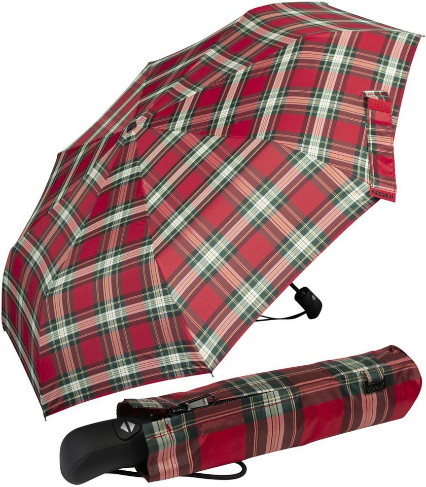 iX-brella Taschenregenschirm First Class Design - mit Auf-Zu-Automatik, mit Nadelstreifen oder klassischem Karo-Muster von iX-brella