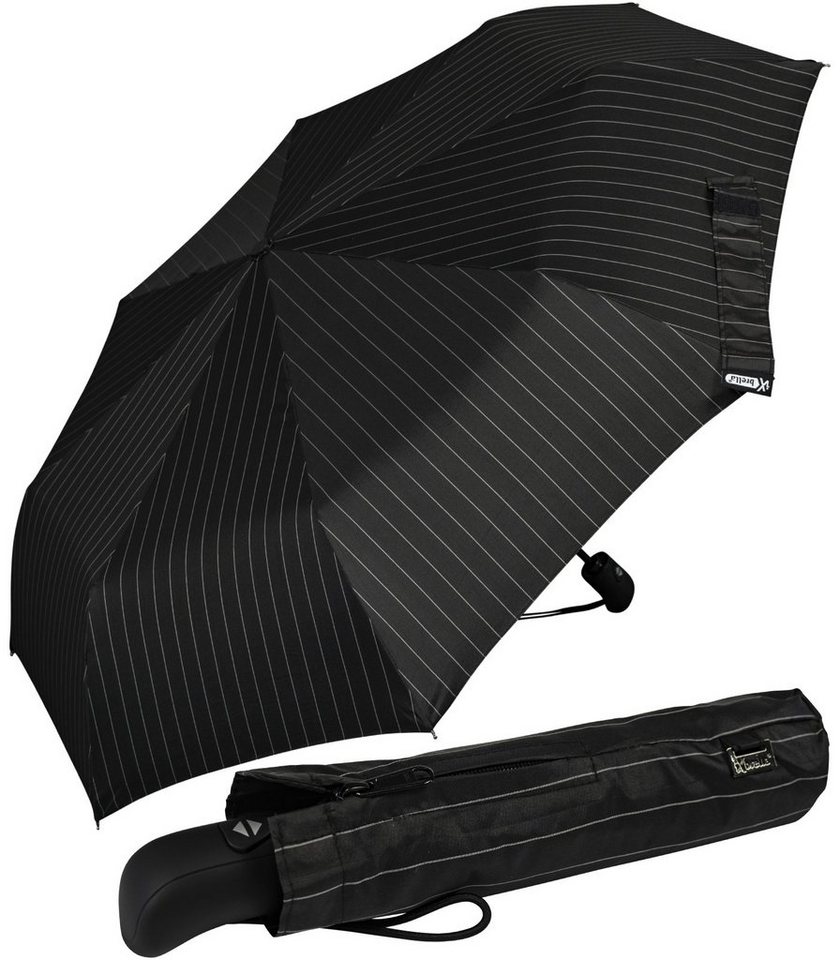 iX-brella Taschenregenschirm First Class Design - mit Auf-Zu-Automatik, mit Nadelstreifen oder klassischem Karo-Muster von iX-brella