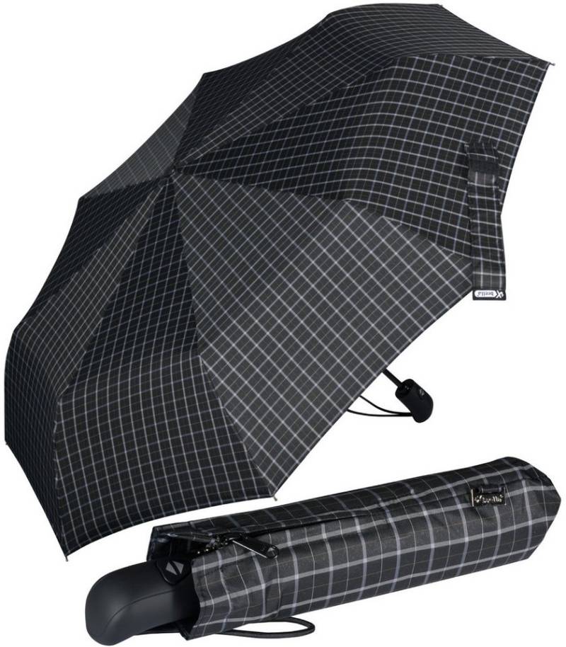 iX-brella Taschenregenschirm First Class Design - mit Auf-Zu-Automatik, mit Nadelstreifen oder klassischem Karo-Muster von iX-brella