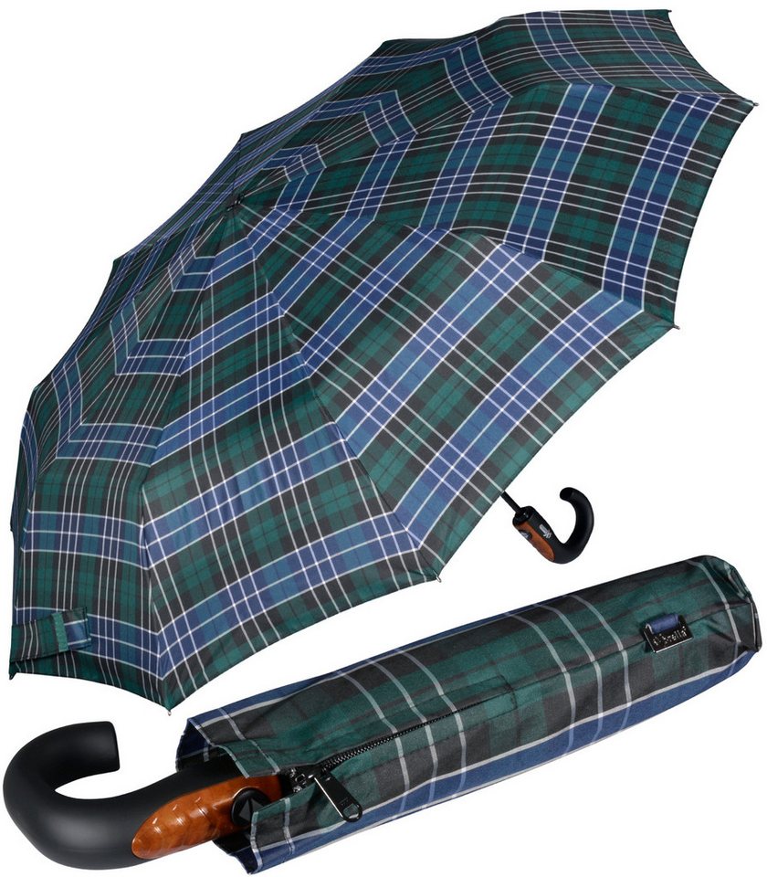 iX-brella Taschenregenschirm Herren Automatikschirm mit 10 Streben stabil groß, Griff mit Holzoptik von iX-brella