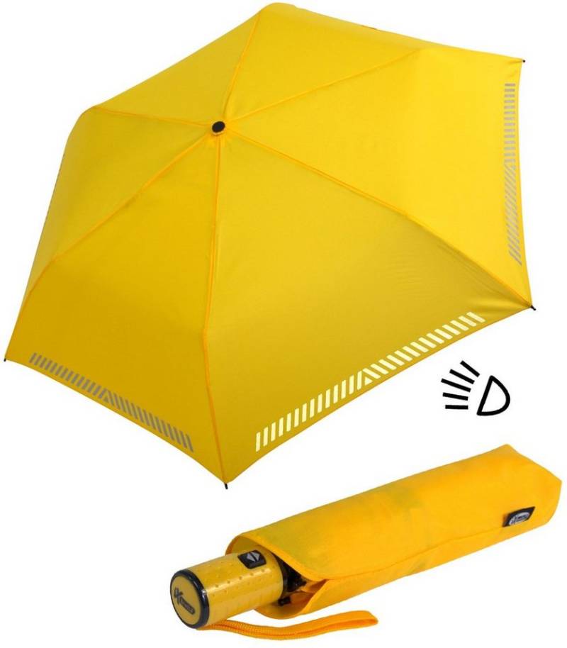 iX-brella Taschenregenschirm Safety Reflex mit Reflektoren und Auf-Zu-Automatik, kräftige Farben mit reflektierenden Streifen von iX-brella