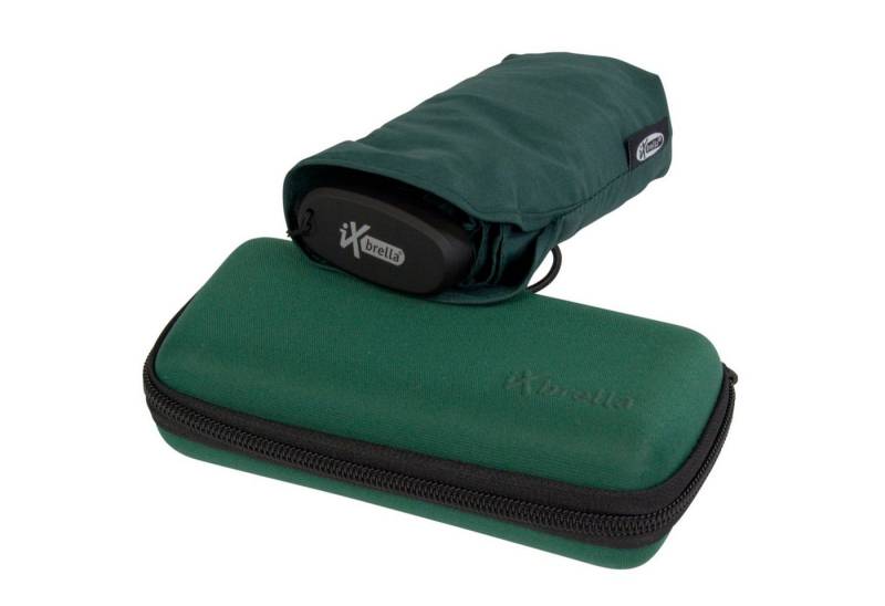 iX-brella Taschenregenschirm Ultra Mini 15 cm winziger Schirm im Handy Format, ultra-klein, mit Softcase-Etui - pineneedle green von iX-brella