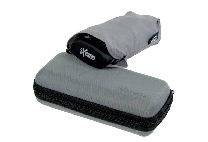 iX-brella Taschenregenschirm Ultra Mini 15 cm winziger Schirm im Handy Format, ultra-klein, mit Softcase-Etui - titanium grey von iX-brella