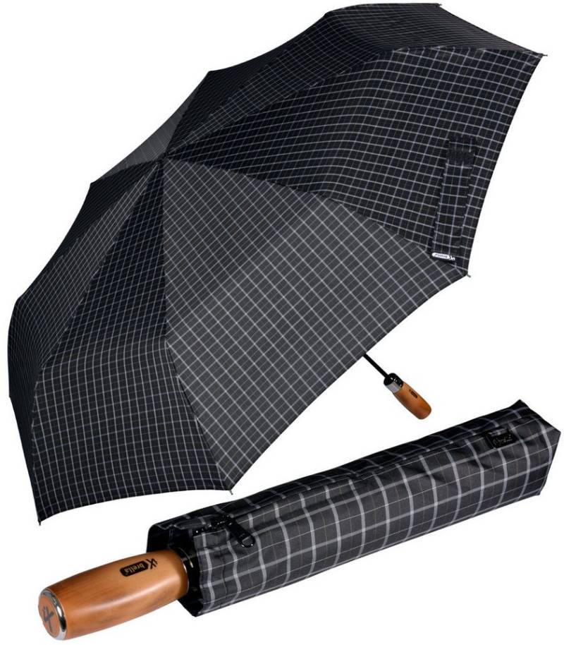 iX-brella Taschenregenschirm XXL 121 cm Durchmesser mit Auf-Zu-Automatik, mit echtem Holz-Stabgriff von iX-brella