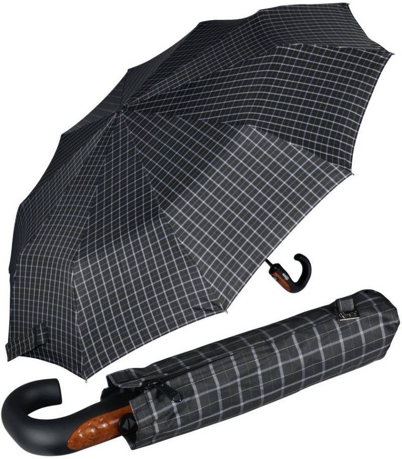 iX-brella Taschenregenschirm mit Auf-Zu-Automatik und 10 Streben, Griff mit Holzoptik von iX-brella