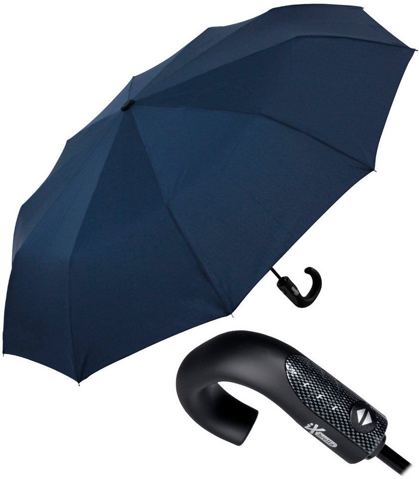 iX-brella Taschenregenschirm mit Auf-Zu-Automatik und 10 Streben, großer, stabiler Herrenschirm von iX-brella