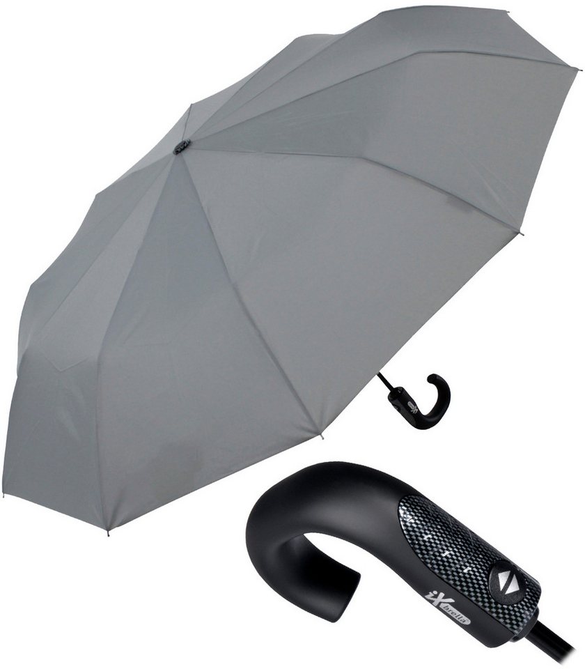 iX-brella Taschenregenschirm mit Auf-Zu-Automatik und 10 Streben, großer, stabiler Herrenschirm von iX-brella