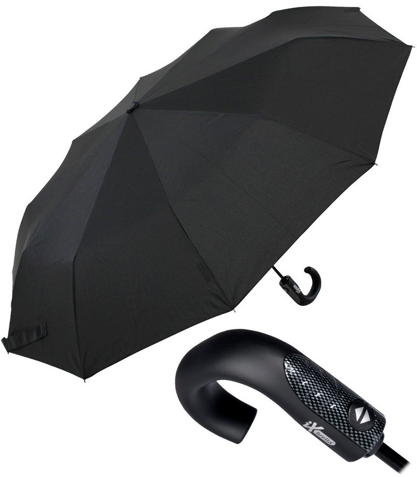 iX-brella Taschenregenschirm mit Auf-Zu-Automatik und 10 Streben, großer, stabiler Herrenschirm von iX-brella