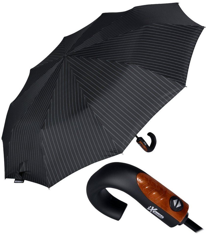 iX-brella Taschenregenschirm mit Auf-Zu-Automatik und 10 Streben, großer, stabiler Herrenschirm von iX-brella