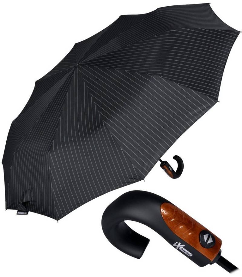 iX-brella Taschenregenschirm mit Auf-Zu-Automatik und 10 Streben, großer, stabiler Herrenschirm von iX-brella