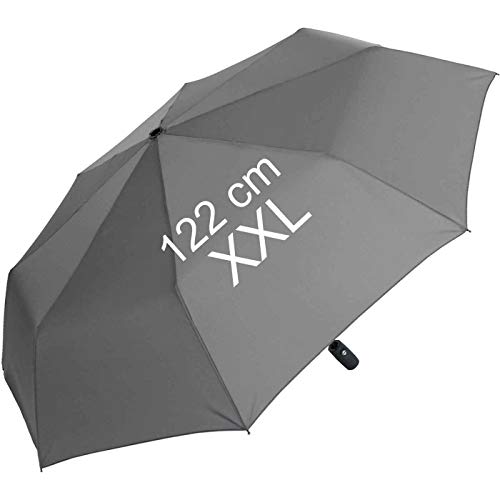 XXL Taschenschirm für Damen und Herren - Full Class- 122cm großes Dach mit Auf-Zu-Automatik - buisness-Grey von iX-brella