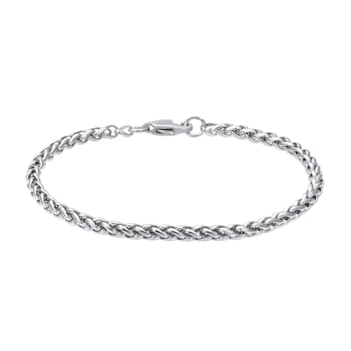 iXXXi Men Edelstahl Herren Armband Runde Kette Silber | 20cm, Medium, Edelstahl, Kein Edelstein von iXXXi