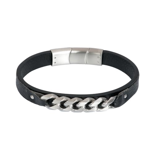 iXXXi Men Lederarmband Eirwen mattes Silber | 19cm von iXXXi