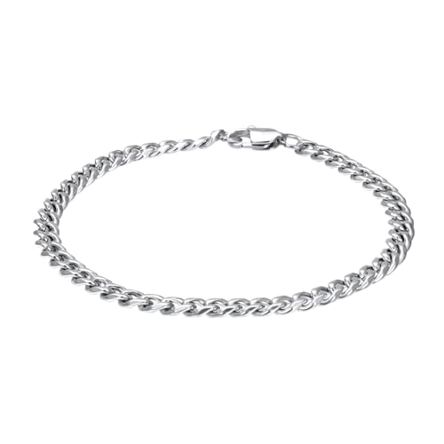 iXXXi Men Edelstahl Herren Armband Flache Kette Silber | 22cm, Groot, Edelstahl, Kein Edelstein von iXXXi