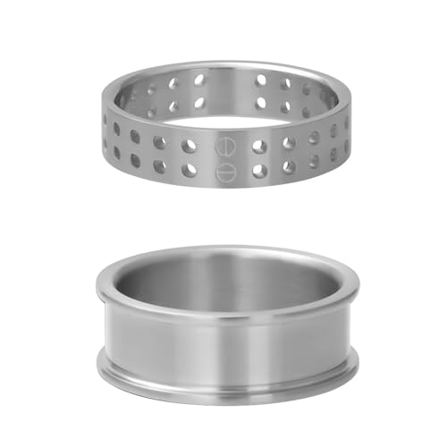 iXXXi Men Samengestelde ring Punched Circles Zilver Mat | 23mm von iXXXi