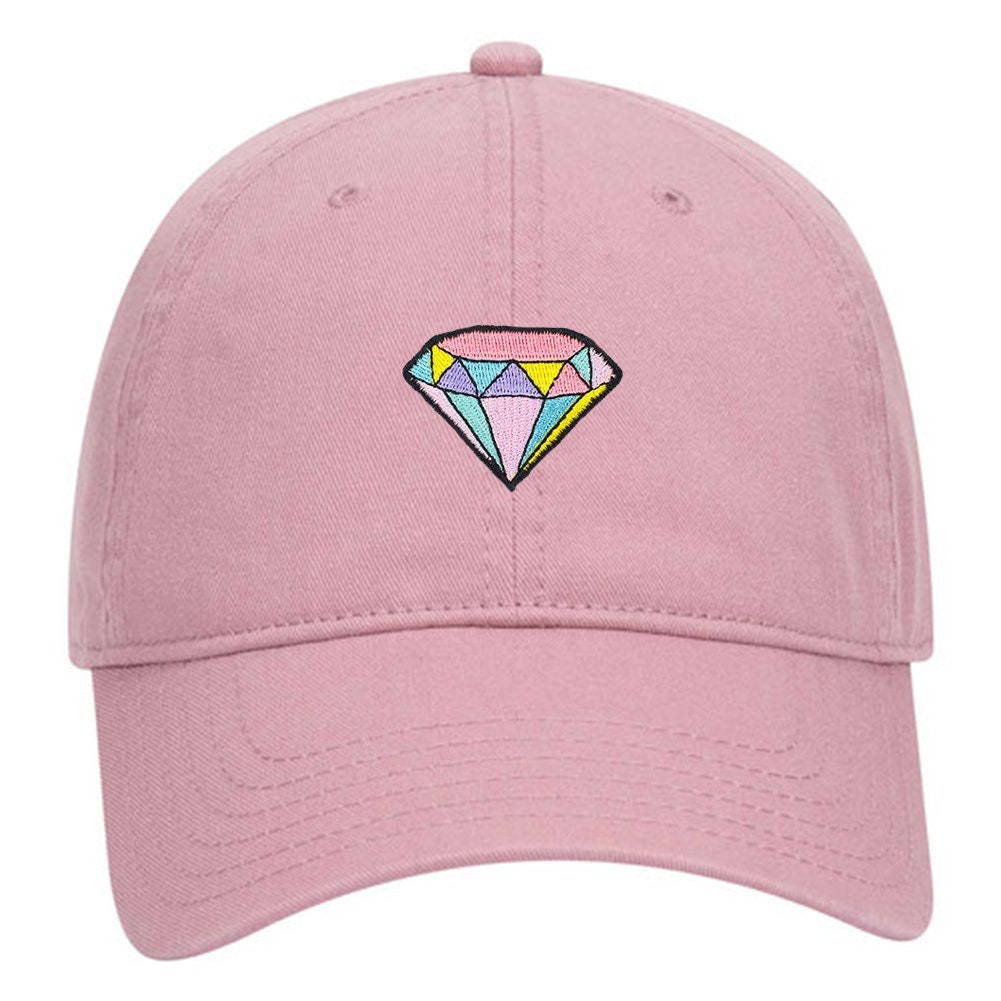 Bunte Diamant Bestickt Patch Pastell Ton Kleidungsstück Gewaschen Superior Baumwolle Twill Papa Hut - Für Frauen Und Männer von iZZYZXShop