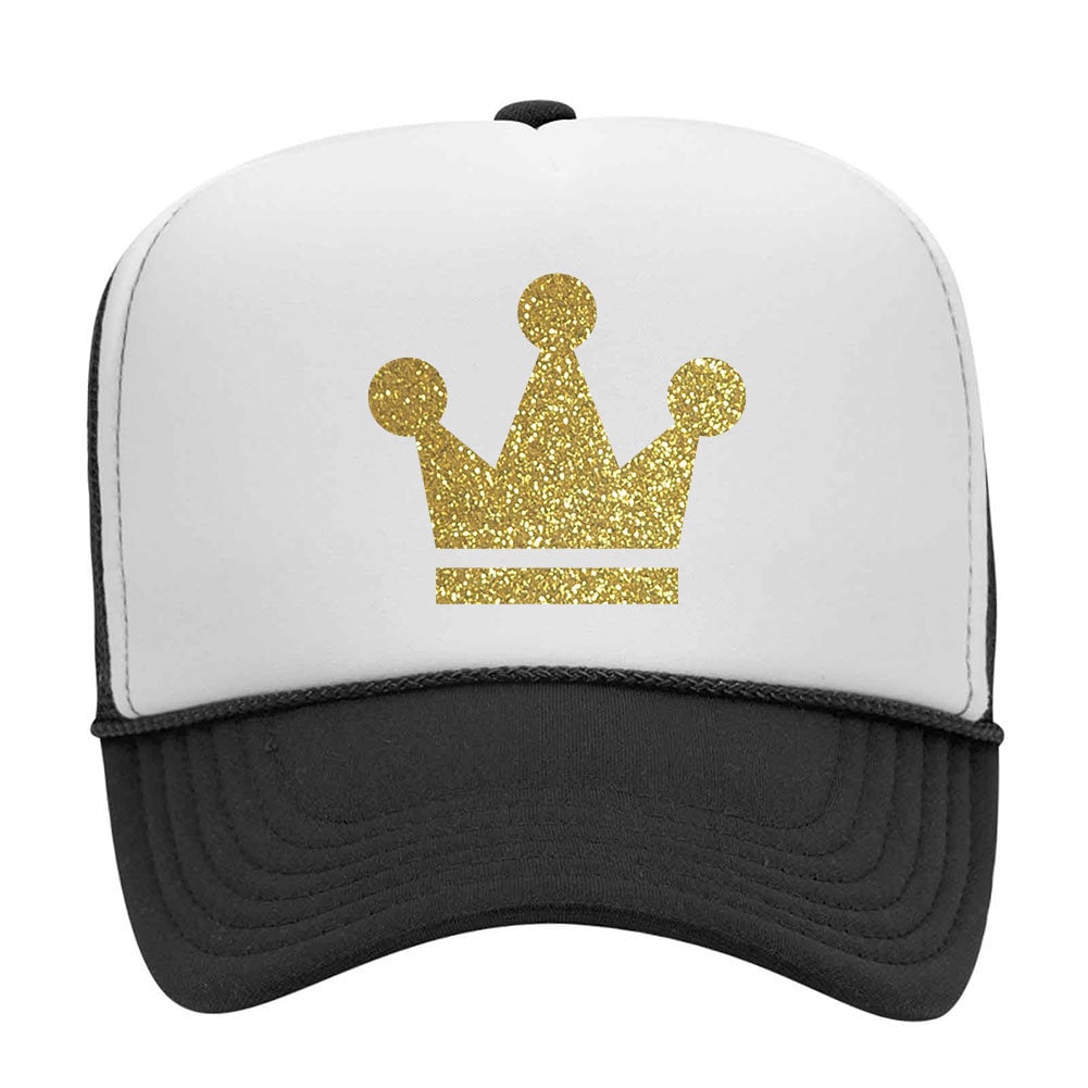 Gold Oder Silber Krone Glitzer Bedruckt 5 Panel Zweifarbige Hohe Netz Rücken Trucker Hut - Für Männer Und Frauen von iZZYZXShop