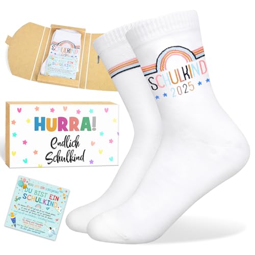 iZoeL Einschulung Geschenk Socken Mädchen Jungen 2025 Schulkind Baumwolle Socken Schultüte Füllung Schulanfang Geschenk von iZoeL
