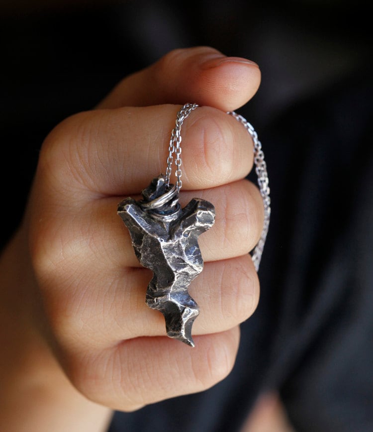 Gebogene Klinge Anhänger, Gebogene Pfeilspitze, Sterling Silber Halskette von iacua