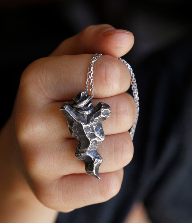 Gebogene Klinge Anhänger, Gebogene Pfeilspitze, Sterling Silber Halskette von iacua