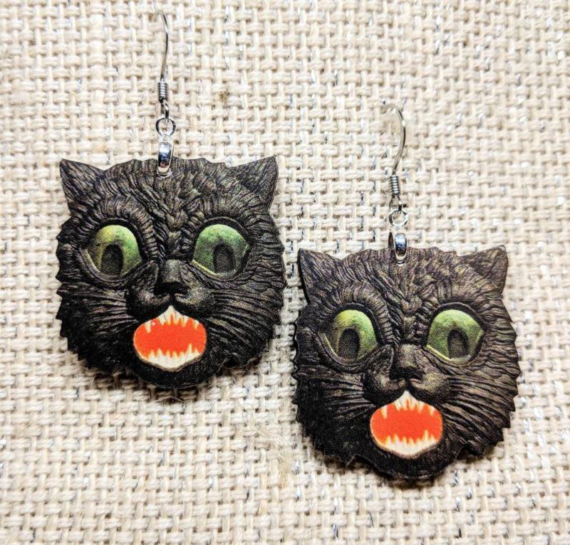 Schwarze Katzen Ohrringe/Vintage Halloween Katze Tier Schmuck Hypoallergen Accessoire Gruselige Schwarze Katzen Ohrringe/Vintage Halloween Katze Tier Schmuck Hypoallergen Accessoire Gruselige von iamsonotcool