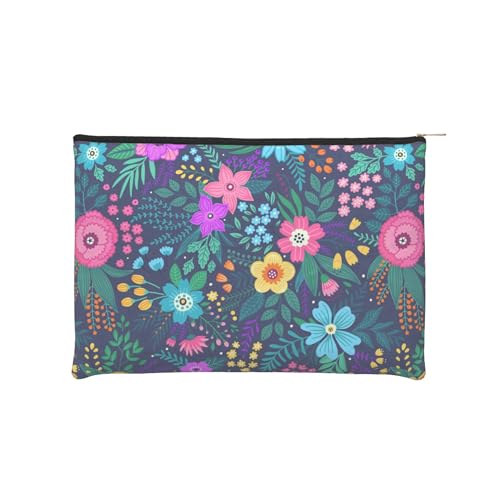 iapodiad Kleine Make-up-Tasche, abstraktes Mandala-Kosmetiktasche für Frauen, tragbare Geldbörse, Reise-Kulturbeutel, Zubehör, Organizer, Reißverschlusstasche, Helle bunte Blumen, Einheitsgröße von iapodiad