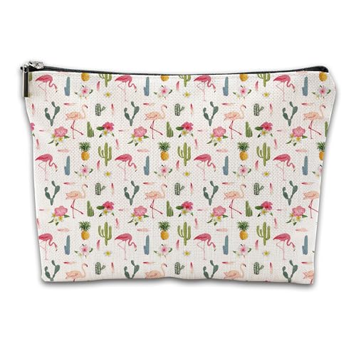 iapodiad Kosmetiktasche mit abstrakten Blumen, wasserdicht, klein, tragbar, Reise-Kulturbeutel für Frauen und Mädchen, Reisen, Studium, tägliche Aufbewahrung, Flamingos, Einheitsgröße von iapodiad