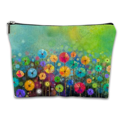 iapodiad Make-up-Tasche, abstrakte tropische Blumen, Kosmetiktasche, Mini-Reise-Kulturbeutel, Organizer, Make-up-Pinsel, ästhetisches Zubehör, wasserdichte Aufbewahrungstasche für Frauen, Floral von iapodiad