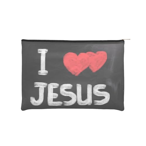 iapodiad Make-up-Tasche für Frauen, menschliches Skelett, kleine Make-up-Tasche, wasserdicht, lustige Kosmetiktaschen, Reißverschluss, Reise-Kulturbeutel, I Love Jesus, Einheitsgröße von iapodiad