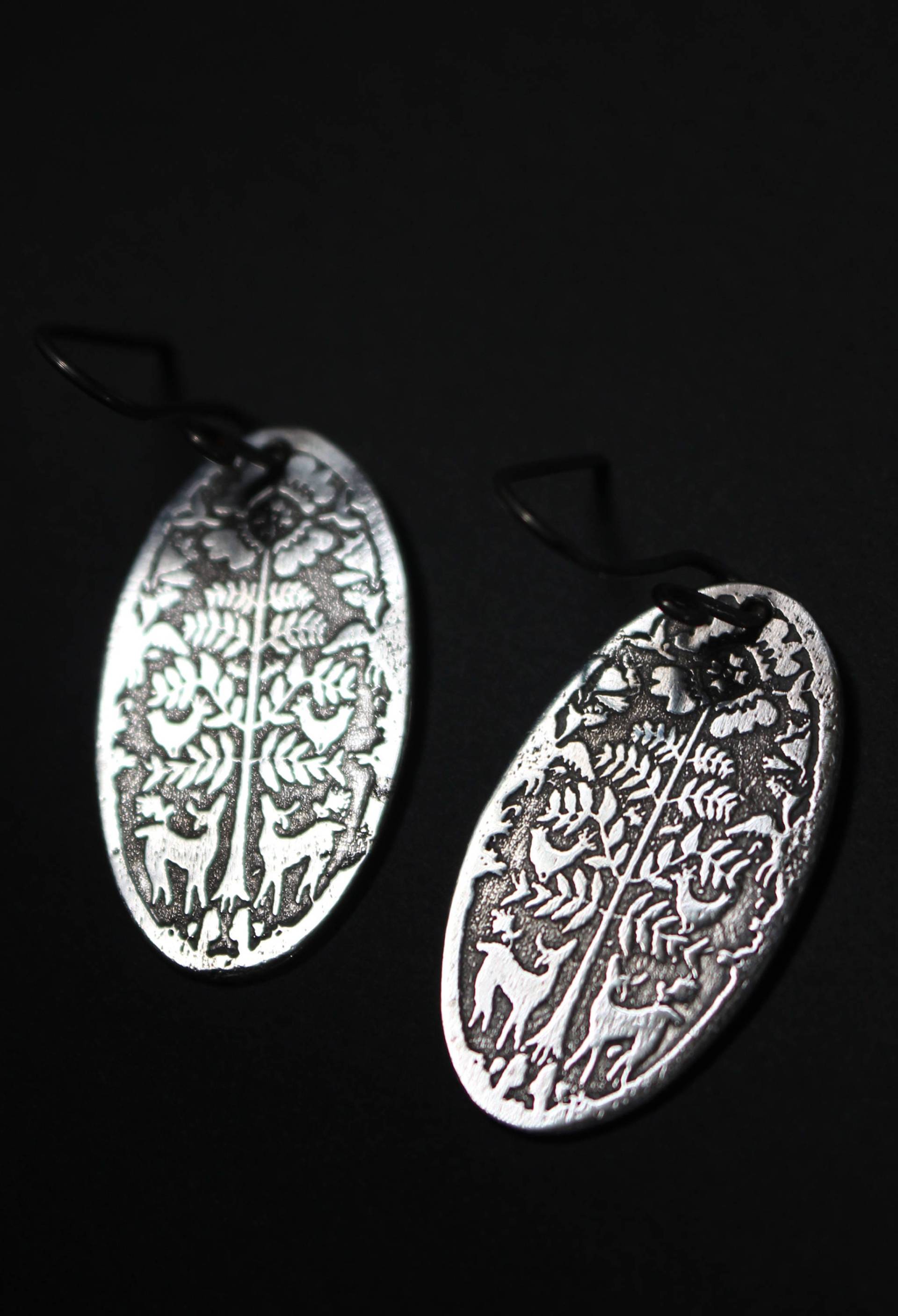 Ohrringe Silberhirsch - Mexikanisch Otomi Natur Land Boho Vogel Baum Hirsch Am Frühen Morgen Ohrringe Silberhirsch - Mexikanisch Otomi Natur Land Boho Vogel Baum Hirsch Am Frühen Morgen von iatzil