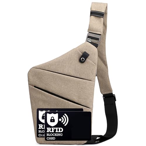 ibalulu Anti-Diebstahl wasserdichte Anti diebstahl umhängetasche mit Reflektierenden Sicherheitsstreifen, Bauchtasche taschenSchultertasche Sicherheitstasche Reise, Diebstahlsicher für Damen & Herren von ibalulu