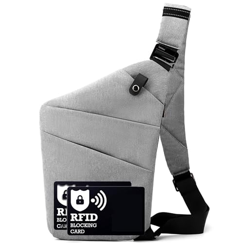 Ibalulu Anti Diebstahl Tasche wasserdichte Umhängetasche mit Reflektierenden Sicherheitsstreifen, Bauchtasche Taschen Schultertasche Sicherheitstasche Reise, Diebstahlsicher für Damen & Herren von ibalulu