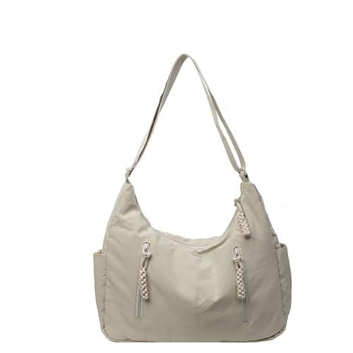 ibalulu Umhängetasche Damen Crossbody Bag Damen Groß Hobo Bag Nylon Schultertasche Lässige Handtasche für Alltag Büro Schule Reisen(Beige) von ibalulu