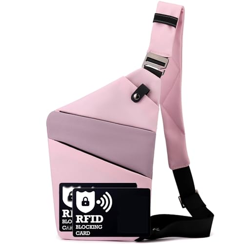 ibalulu Anti-Diebstahl wasserdichte Anti diebstahl umhängetasche mit Reflektierenden Sicherheitsstreifen, Bauchtasche taschenSchultertasche Sicherheitstasche Reise, Diebstahlsicher für Damen & Herren von ibalulu