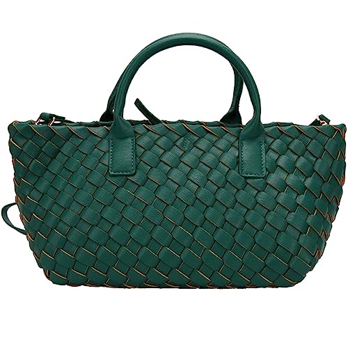 ibalulu Handtasche Damen, PU Leder Retro Gewebte Umhängetasche Damen Tote Bag 2-teiliges Set Shopper Tasche Damen Crossbody Bag Schultertasche Groß Geeignet für Freizeit, Shopping und Wochenendreisen von ibalulu