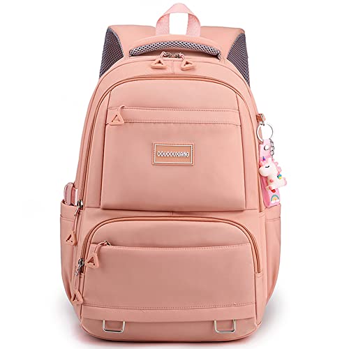 Ibalulu Rucksack Damen Schulrucksack 15.6 Zoll Laptop Rucksack, Nylon Schulranzen Teenager Multi-Tasche Wasserdicht Schultasche Daypacks Groß Backpack für Jungen Teenager School Bag(Orange) von ibalulu