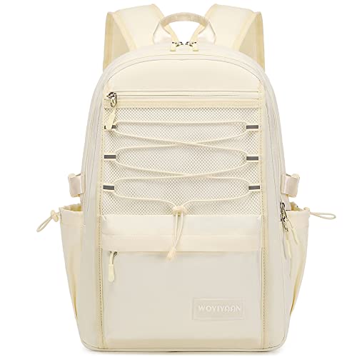 ibalulu Rucksack Damen Herren, 15,6 Zoll Laptop Rucksack Schulrucksack Mädchen Teenager mit Laptopfach, Wasserdichter Schultasche Daypack Elegant Ausflüge, Uni, Schule u. Büro (Beige#1) von ibalulu