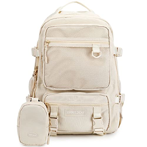 ibalulu Rucksack Damen Herren, 15,6 Zoll Laptop Rucksack Schulrucksack Mädchen Teenager mit Laptopfach, Wasserdichter Schultasche Daypack Elegant Ausflüge, Uni, Schule u. Büro (Khaki) von ibalulu