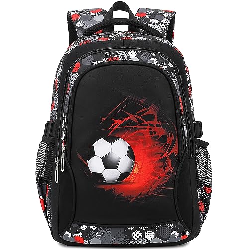 ibalulu Schulrucksack Jungen Mädchen Teenager Schulranzen Wasserdicht Rucksack Fußball Druck Schultaschen für 8 10 14 Jahre School Bag for Boys Nylon Schultasche Groß für Schule Geschenke von ibalulu