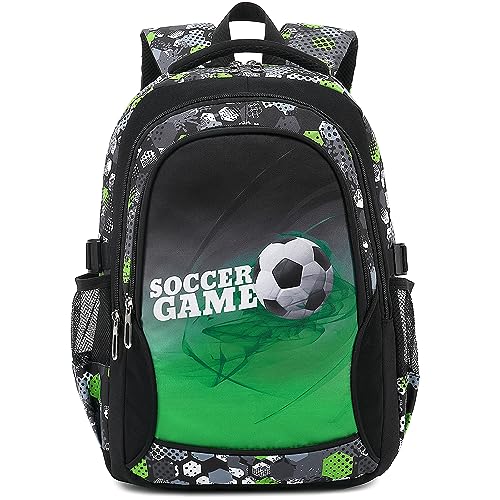 ibalulu Schulrucksack Jungen Mädchen Teenager Schulranzen Wasserdicht Rucksack Fußball Druck Schultaschen für 8 10 14 Jahre School Bag for Boys Nylon Schultasche Groß für Schule Geschenke von ibalulu